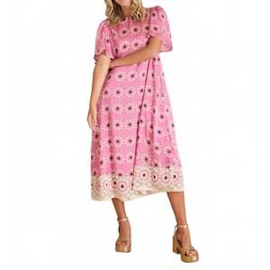 NEW BROOKS AVENUE georgia midi dress in wildflower pink